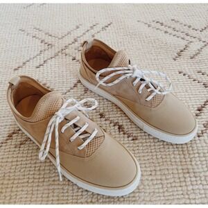 Jenni Kayne Natural Tan Leather‎ Lace Up Casual Trainers Sneakers Women's 38